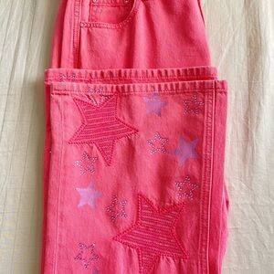 NWT Grace Western Cowgirl Pink High Waist Flare Wide Leg Jeans size 30
